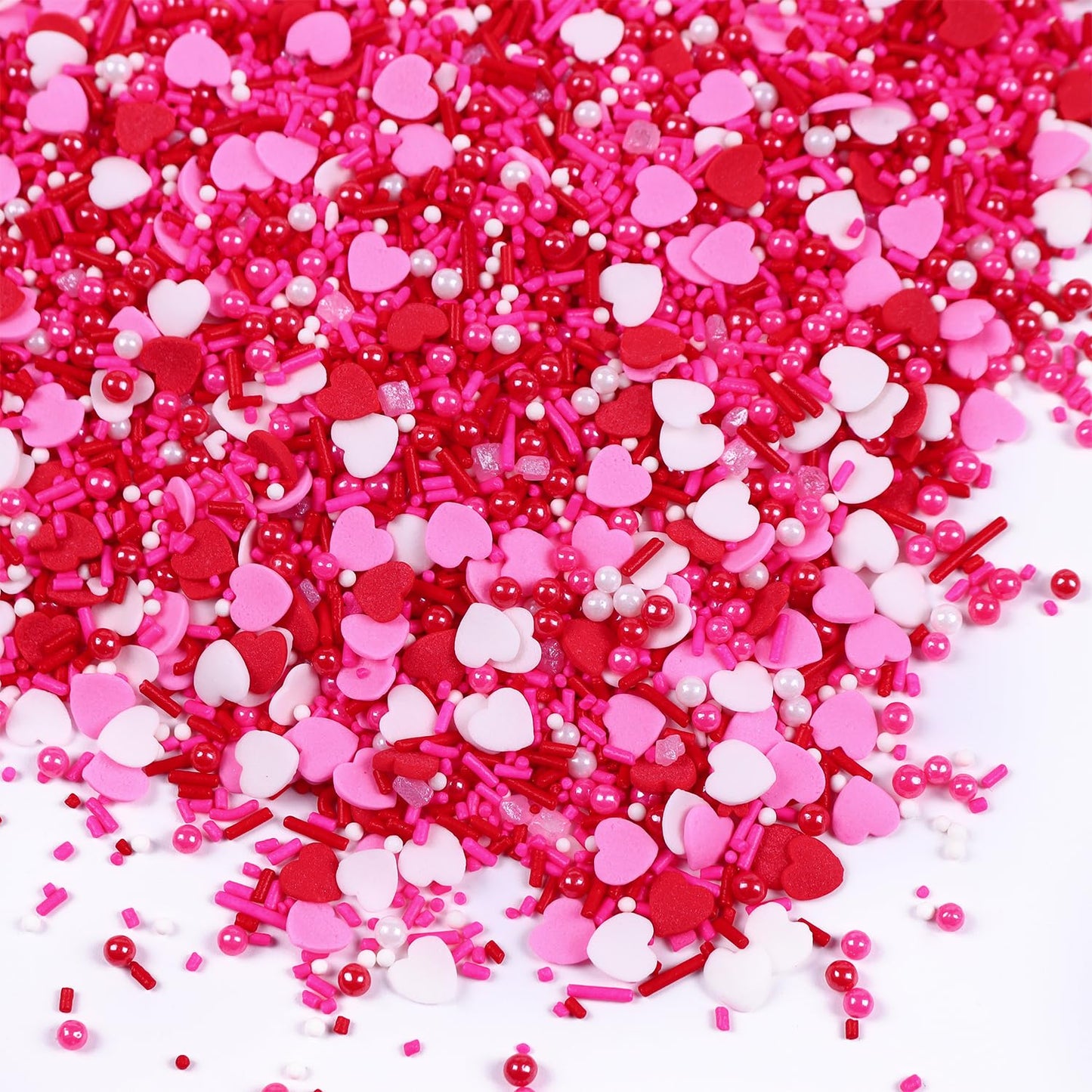 Valentines Sprinkles For Baking 4.2Oz White Red Pink Jimmies And Heart Sprinkles For Cake Decorating Valentine Sprinkles For Coo