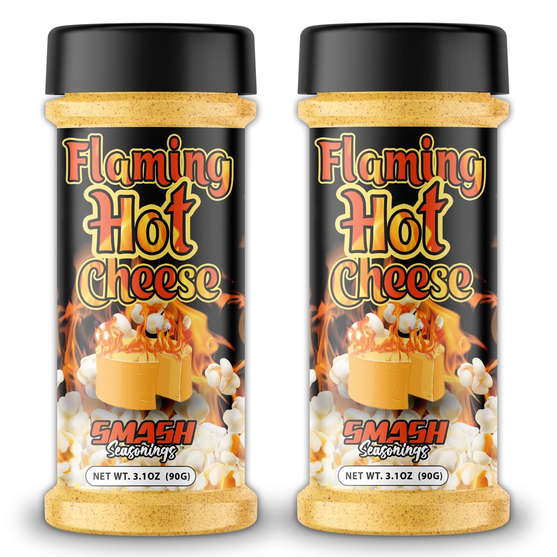Smash Seasonings Flaming Hot Cheese Popcorn Seasoning, 2 Pack, 3.1oz Shaker Bottles