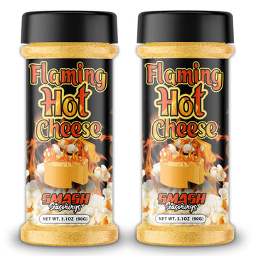 Smash Seasonings Flaming Hot Cheese Popcorn Seasoning, 2 Pack, 3.1oz Shaker Bottles
