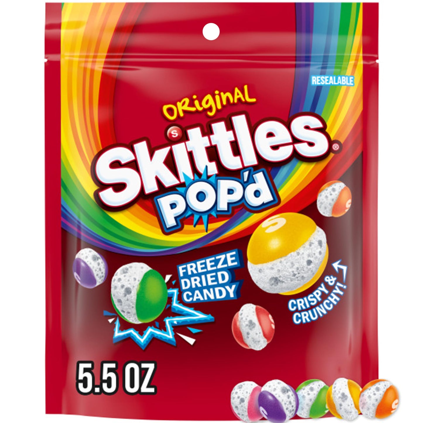 Skittles Freeze Dried Candy, Fruity Flavor, 5.5 Oz Resealable Bag