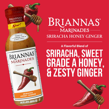 Briannas - Sriracha Honey Ginger Marinade - Small Batch, Gluten Free Marinade Made With Premium Ingredients - 12 Oz. Bottles - 6