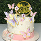 Drwate 35Pcs Butterfly Cake Topper Butterfly Cake Decorations With Artificial Flowers For Women Girls Birthday Anniversary Party