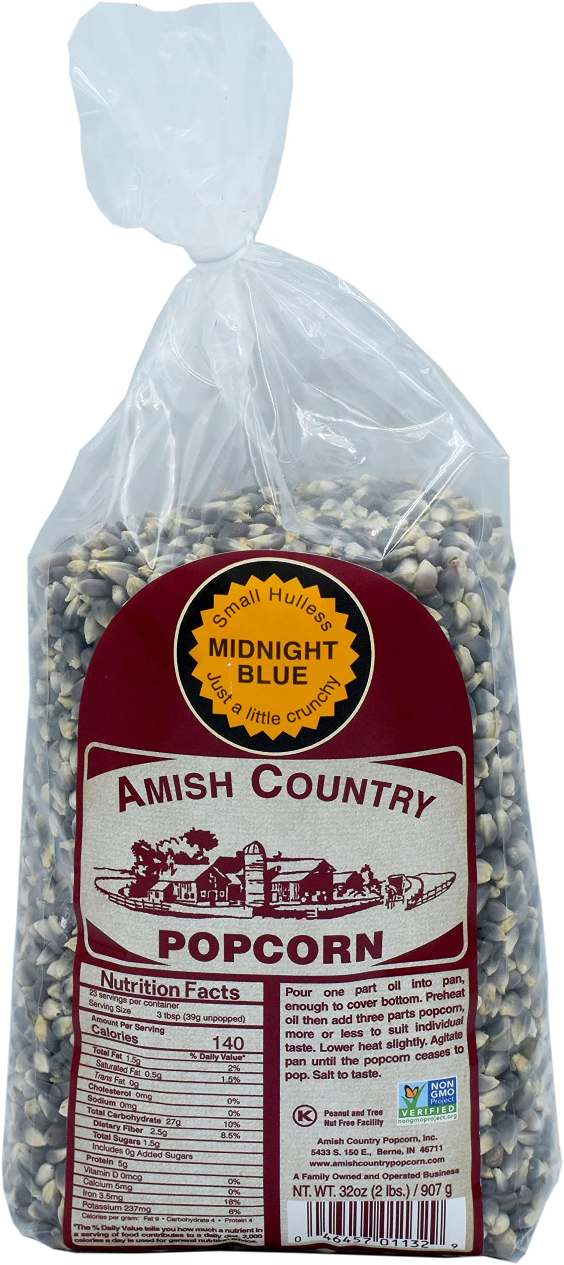 Amish Country Popcorn | 2 Lb Bag | Midnight Blue Popcorn Kernels | Old Fashioned, Non-Gmo And Gluten Free (Midnight Blue - 2 Lb