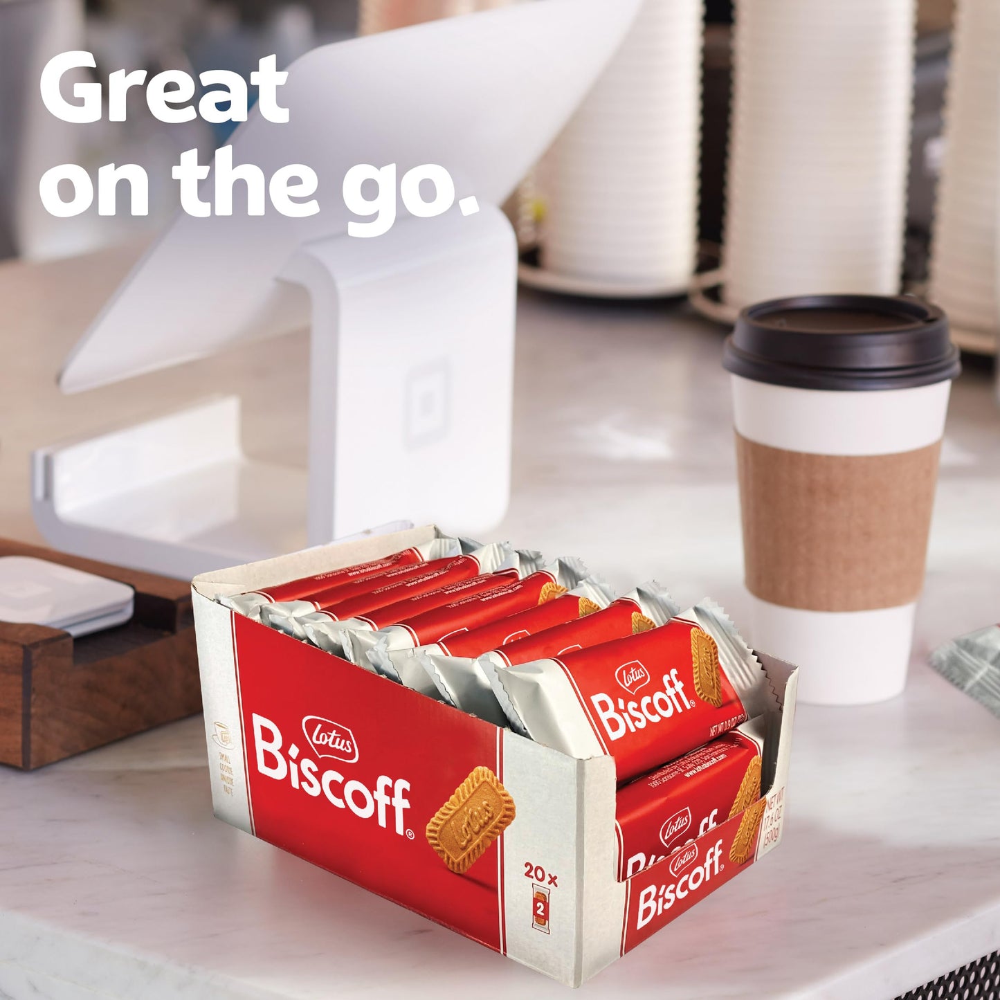 Lotus Biscoff Cookies, Caramelized Biscuit Cookie Snack, Dispenser Box (20 Sleeves Of 2 Extra Large Cookies) Vegan, 0.9 Ounce (P