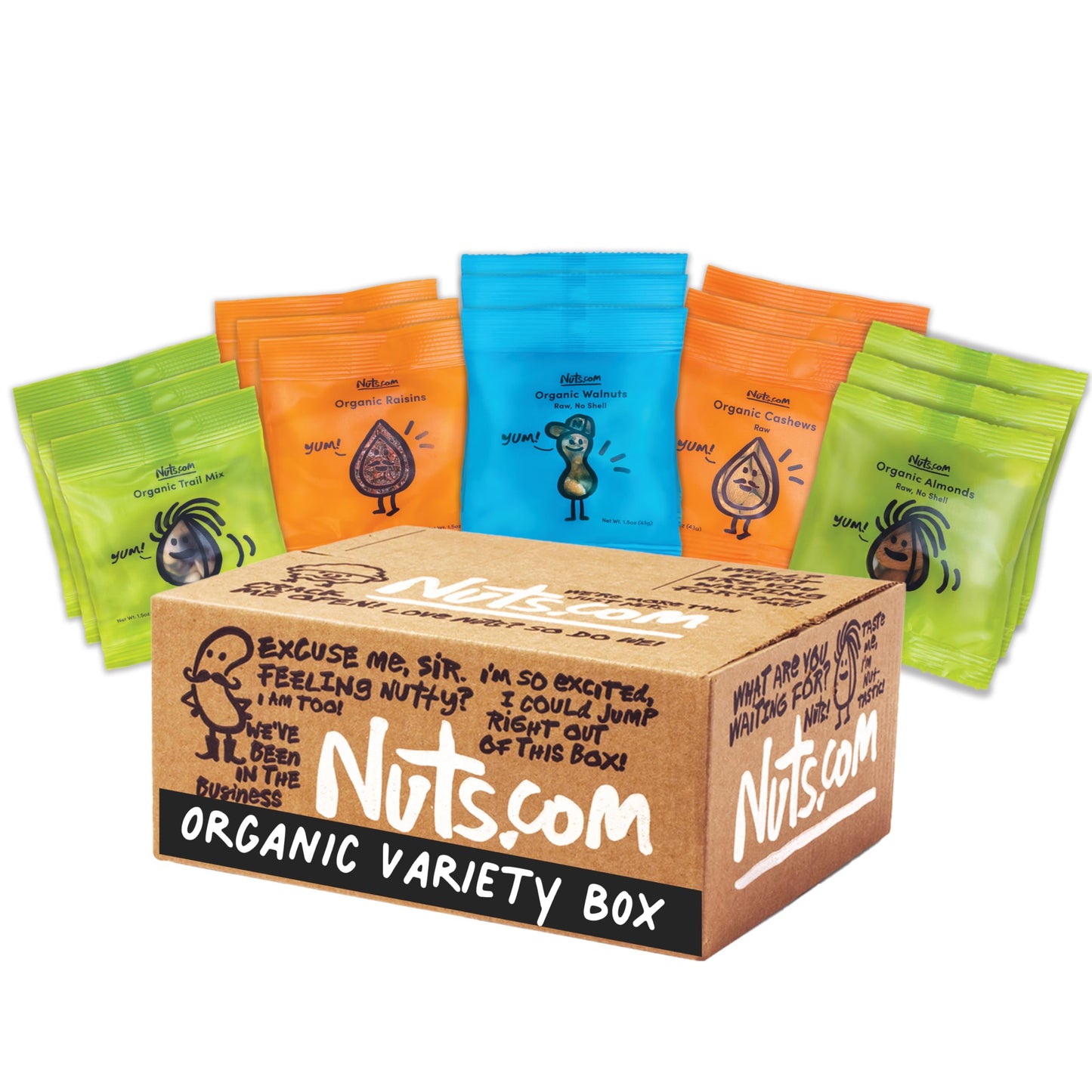 Nuts.Com – Organic Dried Fruit And Nuts Variety Box – Gourmet Assortment For Fall, Thanksgiving And Festive Gifts – Includes Organic Cashews, Almonds, Walnuts, Raisins, And Trail Mix