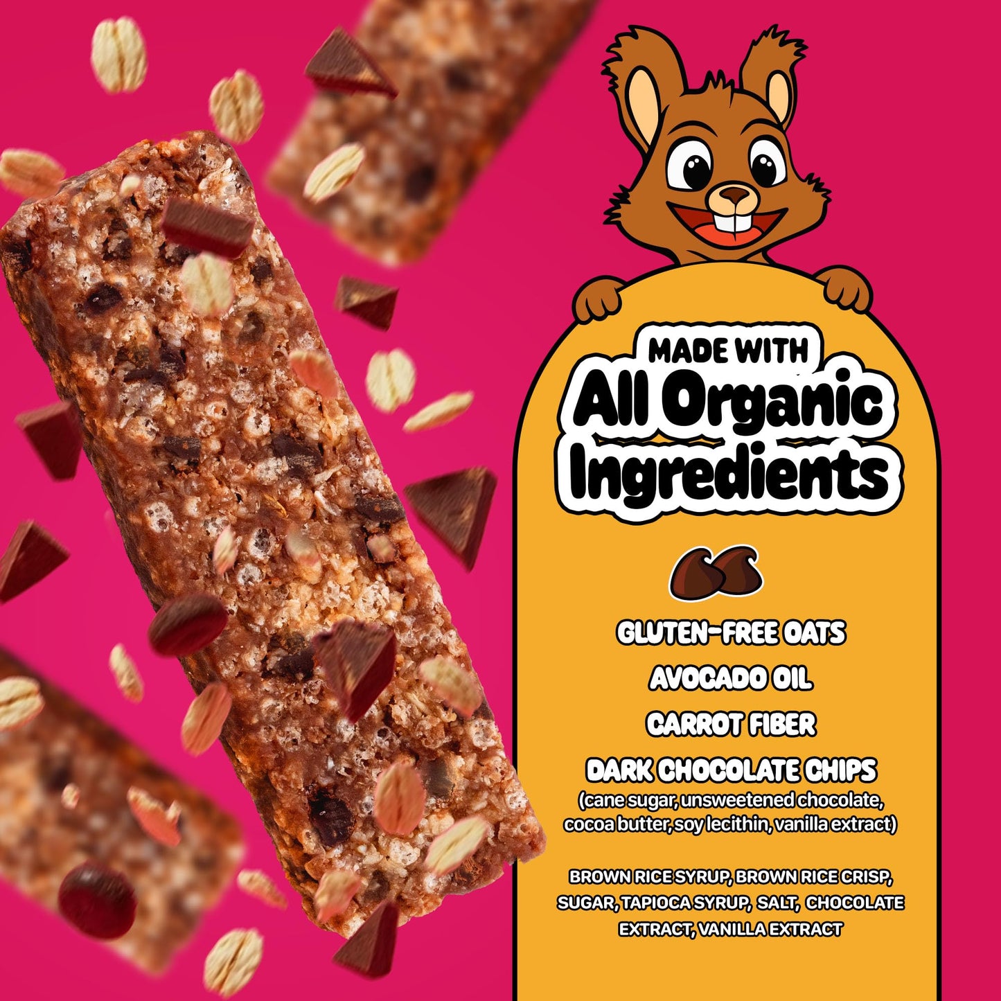 Snakkidz Organic Chewy Granola Bars, Allergen Free, Low Sugar, 15 Bars, Chocolate Chip