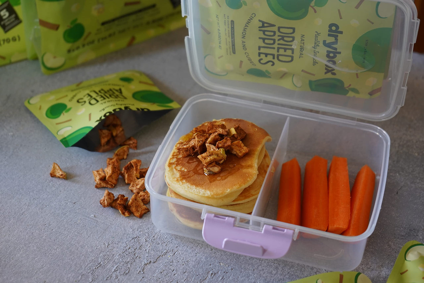 Drybox Dried Cinnamon Apple Cube 12 Snack Packs, No Sugar Added Dried Apples With Sweet Cinnamon | Non-Gmo Gluten Free Paleo Ket