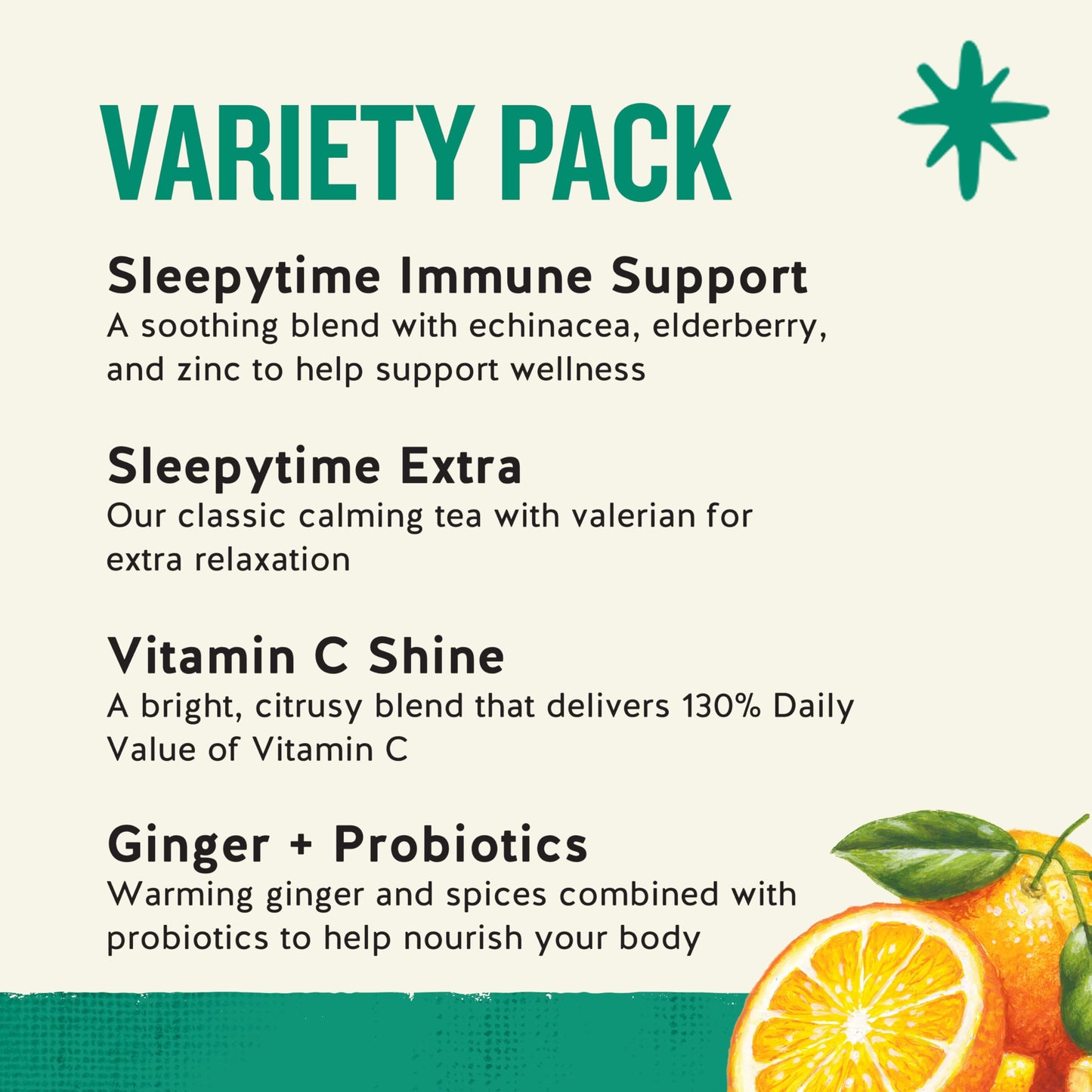 Celestial Seasonings Everyday Wellness Tea Variety Pack  Caffeine Free  16 Tea Bags Box