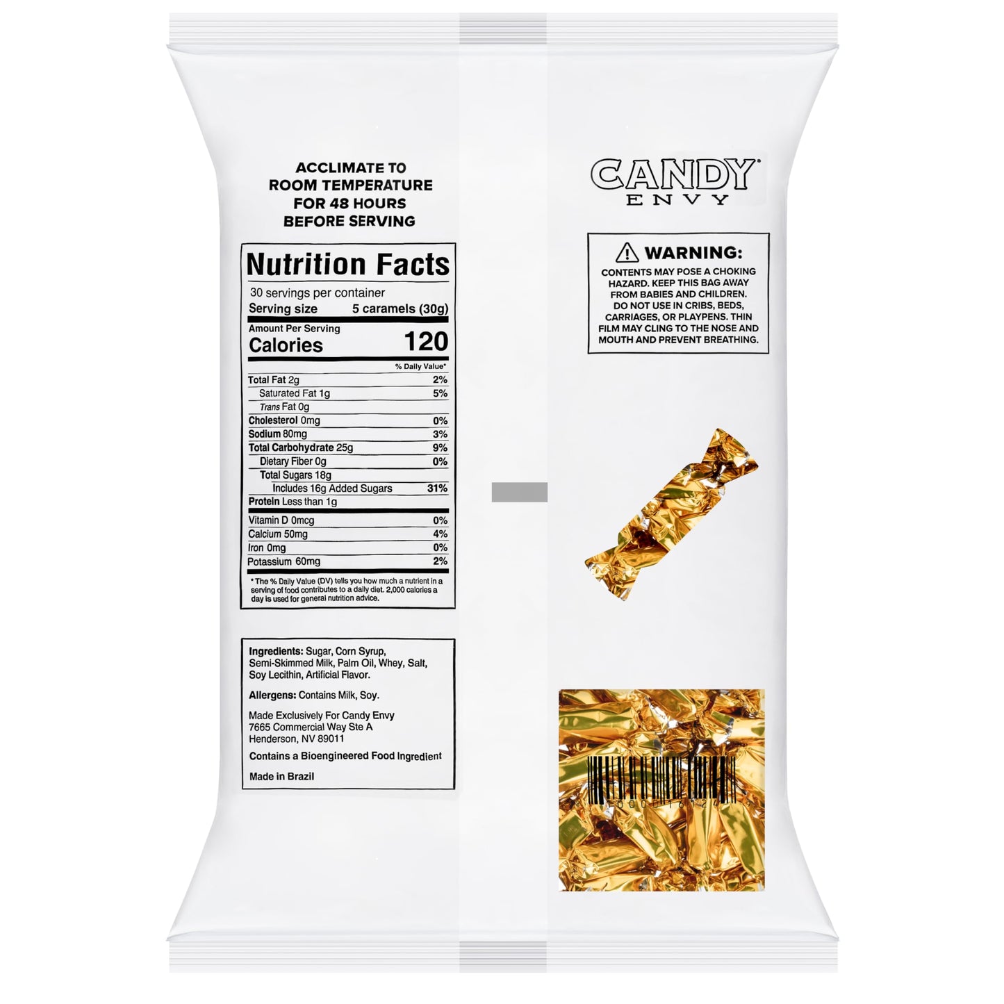 Candy Envy - Individually Wrapped Caramels - Gold Wrapper - 2 Pound Bulk Gold Candy