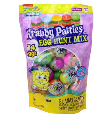 Spongebob SquarePants Gummy Candy Krabby Patty 14 Count Prefilled Plastic Easter Eggs Hunt Mix, 4.44 Ounce, For Kids Girls Boys 