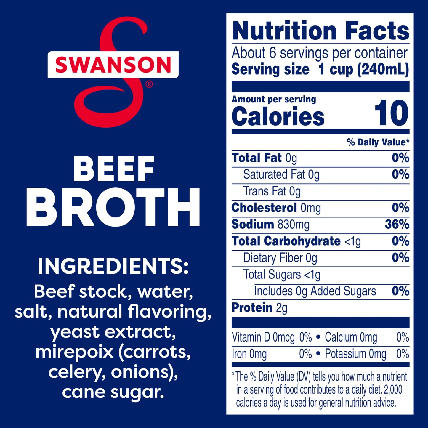 Swanson 100% Natural Beef Broth, 48 Oz Carton