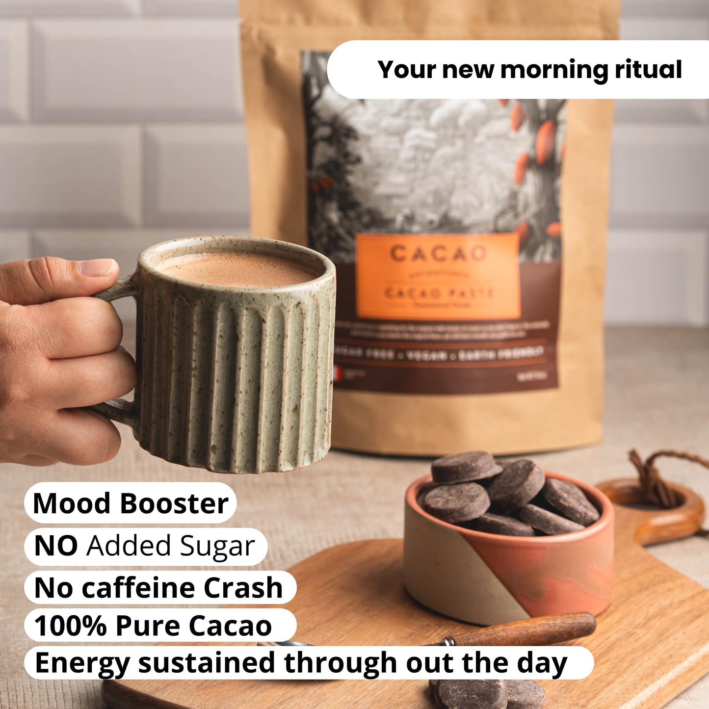 Cacao Adventures Ceremonial Grade Cacao | 100% Pure | Dairy Free & Vegan | Unsweetened | Vegan Peruvian | Tropical Desert | 1 Lb