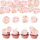 Fyeoxle 48 Pack Edible Baby Shower Cupcake Toppers Wafer Paper Floral Oh Baby Wecome Baby Cupcake Picks Greenery Frames Baby Gir