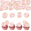 Fyeoxle 48 Pack Edible Baby Shower Cupcake Toppers Wafer Paper Floral Oh Baby Wecome Baby Cupcake Picks Greenery Frames Baby Gir