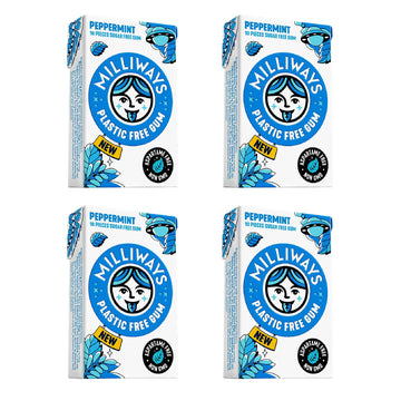 Milliways Peppermint | Plastic Free Gum | Xylitol, Aspartame-Free, Sugar-Free, Plant-Based, Natural Chewing Gum | 40 Pieces Tota