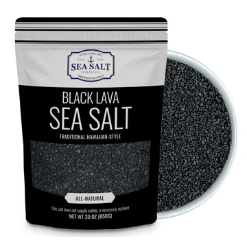 Sea Salt Superstore Hawaiian Black Lava Sea Salt with Activated Charcoal, 30 oz Bag