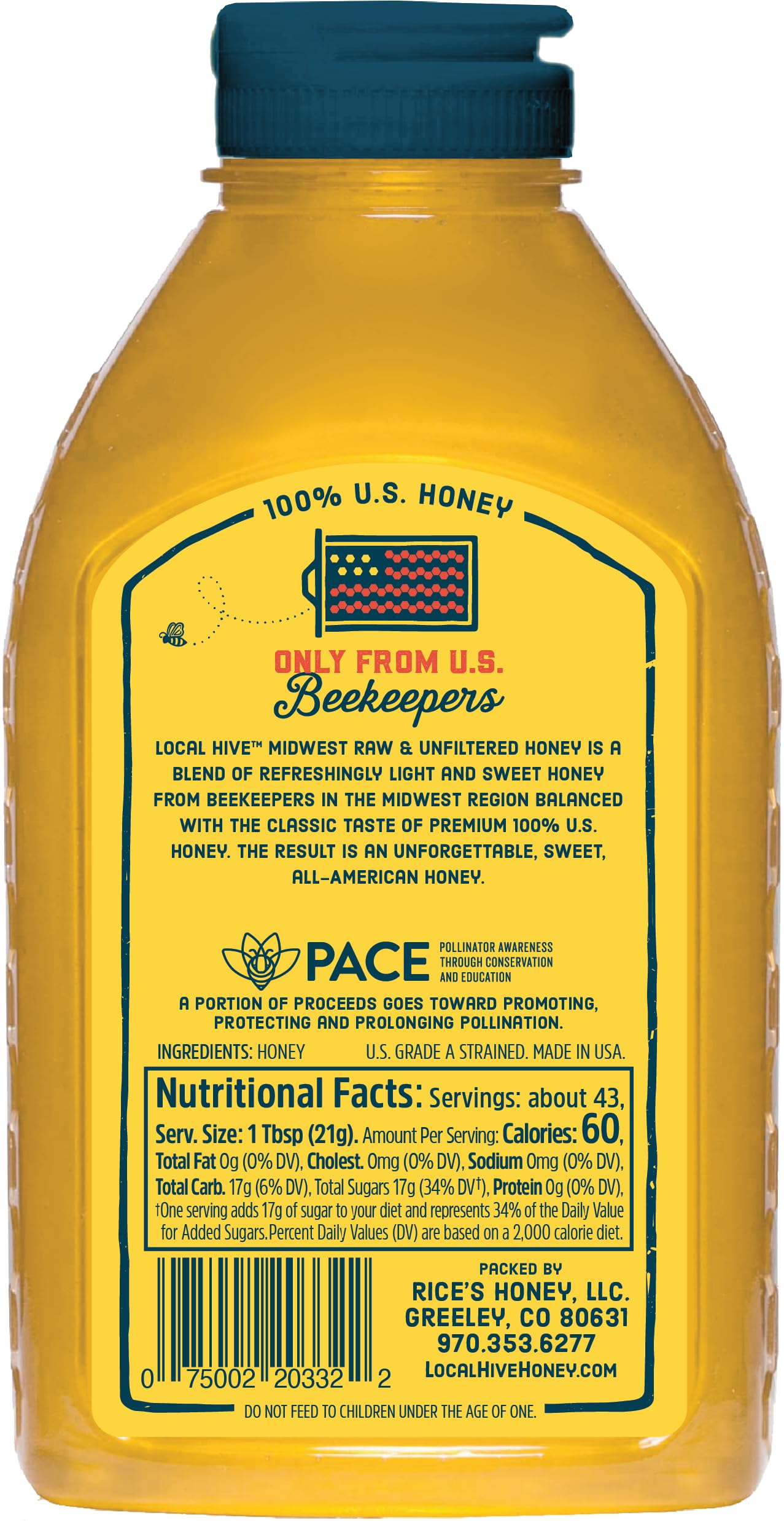 Local Hive Midwest Raw Unfiltered Honey 32Oz. 100% Us Honey Sourced From American Bees And Beekeepers.