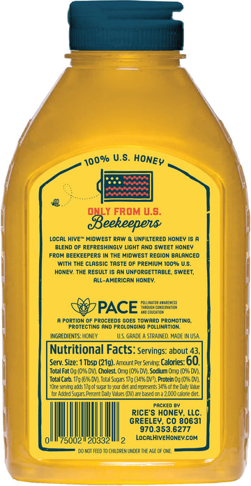 Local Hive Midwest Raw Unfiltered Honey 32Oz. 100% Us Honey Sourced From American Bees And Beekeepers.