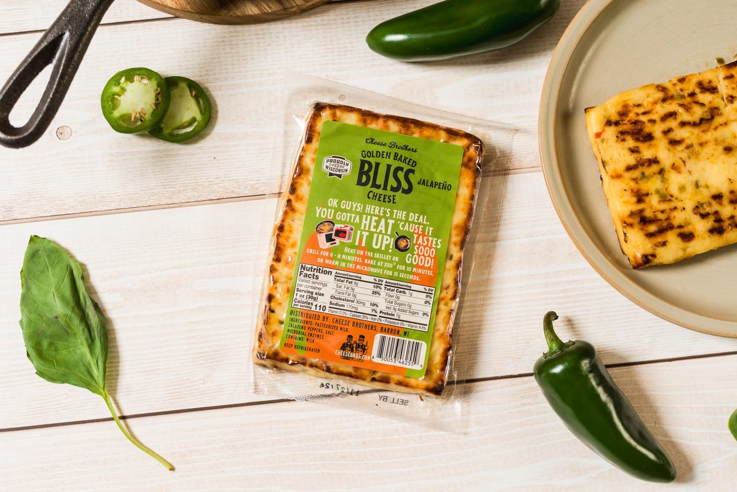 CHEESE BROTHERS INC Golden Baked Bliss Cheese - Jalapeno - 7 Pack - Heat & Eat - Made in Wisconsin