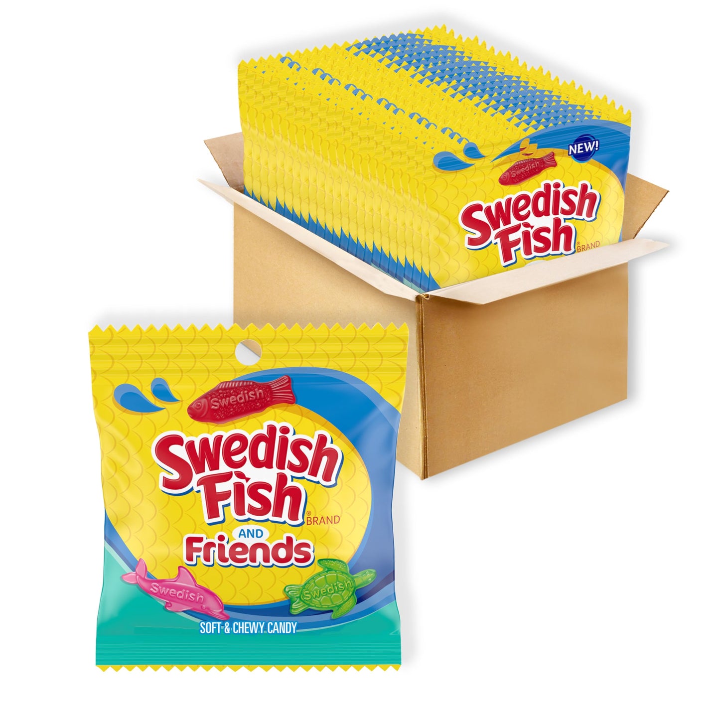 Swedish Fish Soft & Chewy Candy, Mixed Fruit, 12 Bags of 3.59 oz Each