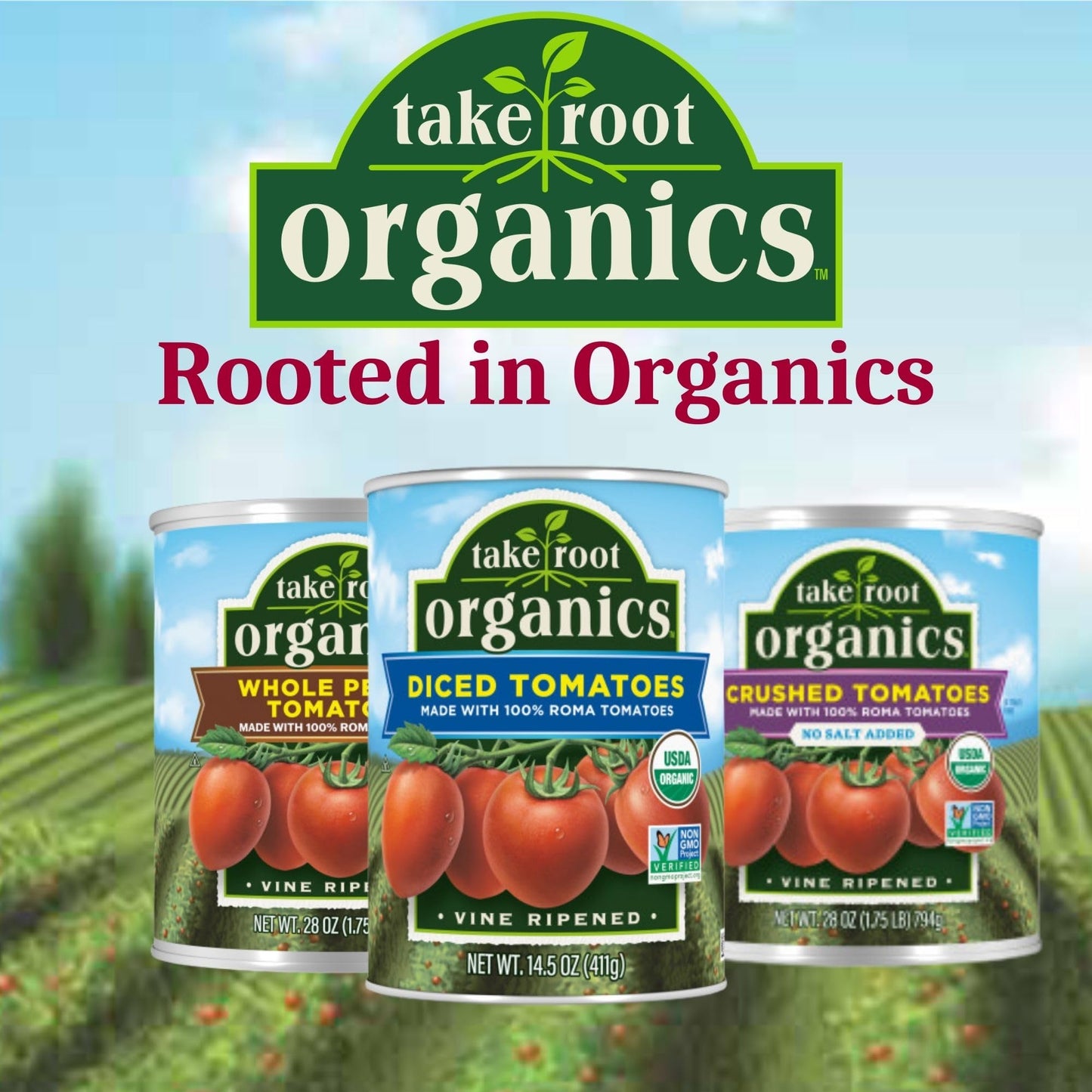 Take Root Organics Whole Peeled Organic Canned Tomatoes, 28 oz Can (Pack of 6 Cans)
