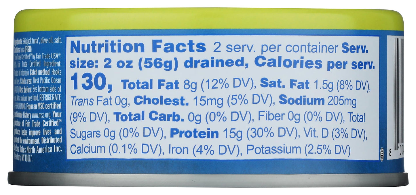 Sea Tales Skipjack Tuna in Olive Oil, 5 oz, Premium Seafood, Rich Flavor, Convenient Pack