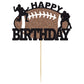 Gyufise 1Pc Football Cake Topper Rugby Ball Happy Birthday Cake Decorations For Bowl Party Decor Touchdown Sport Themed Game Day