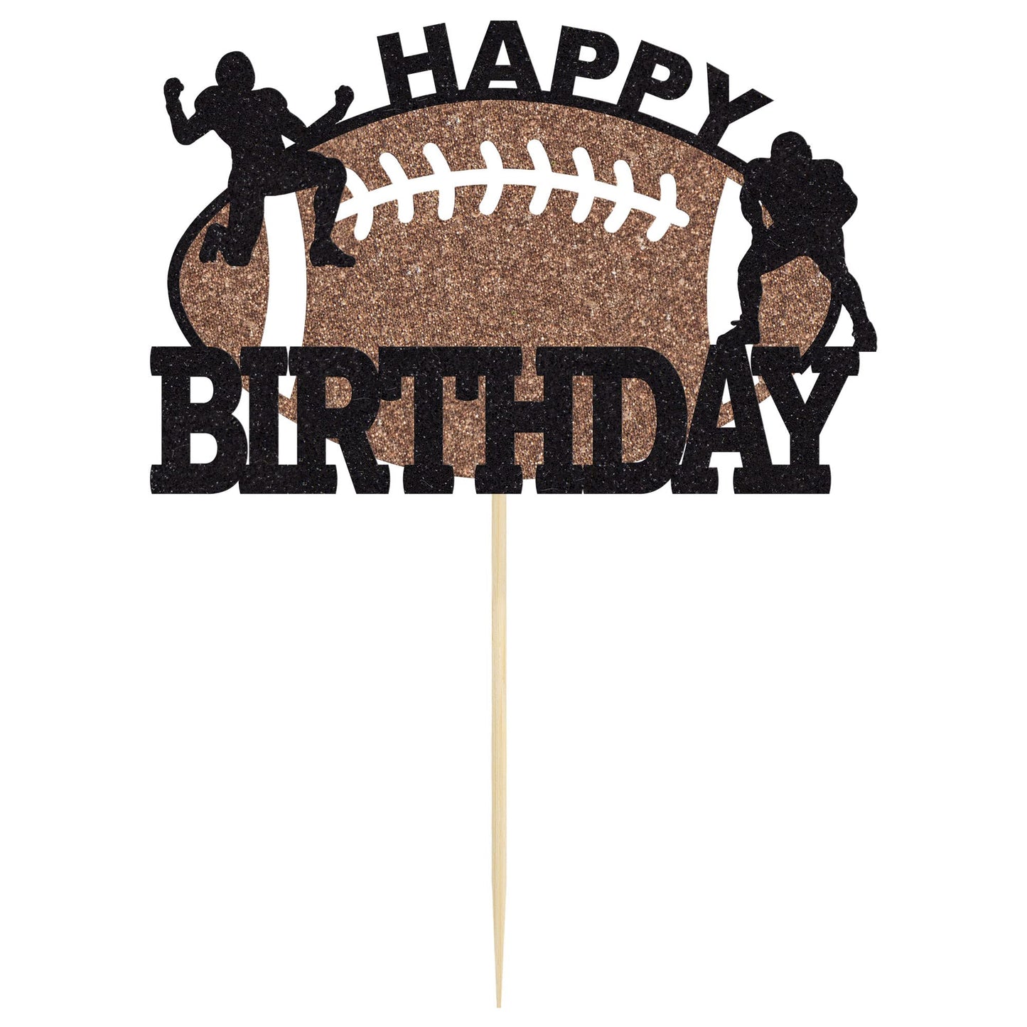 Gyufise 1Pc Football Cake Topper Rugby Ball Happy Birthday Cake Decorations For Bowl Party Decor Touchdown Sport Themed Game Day
