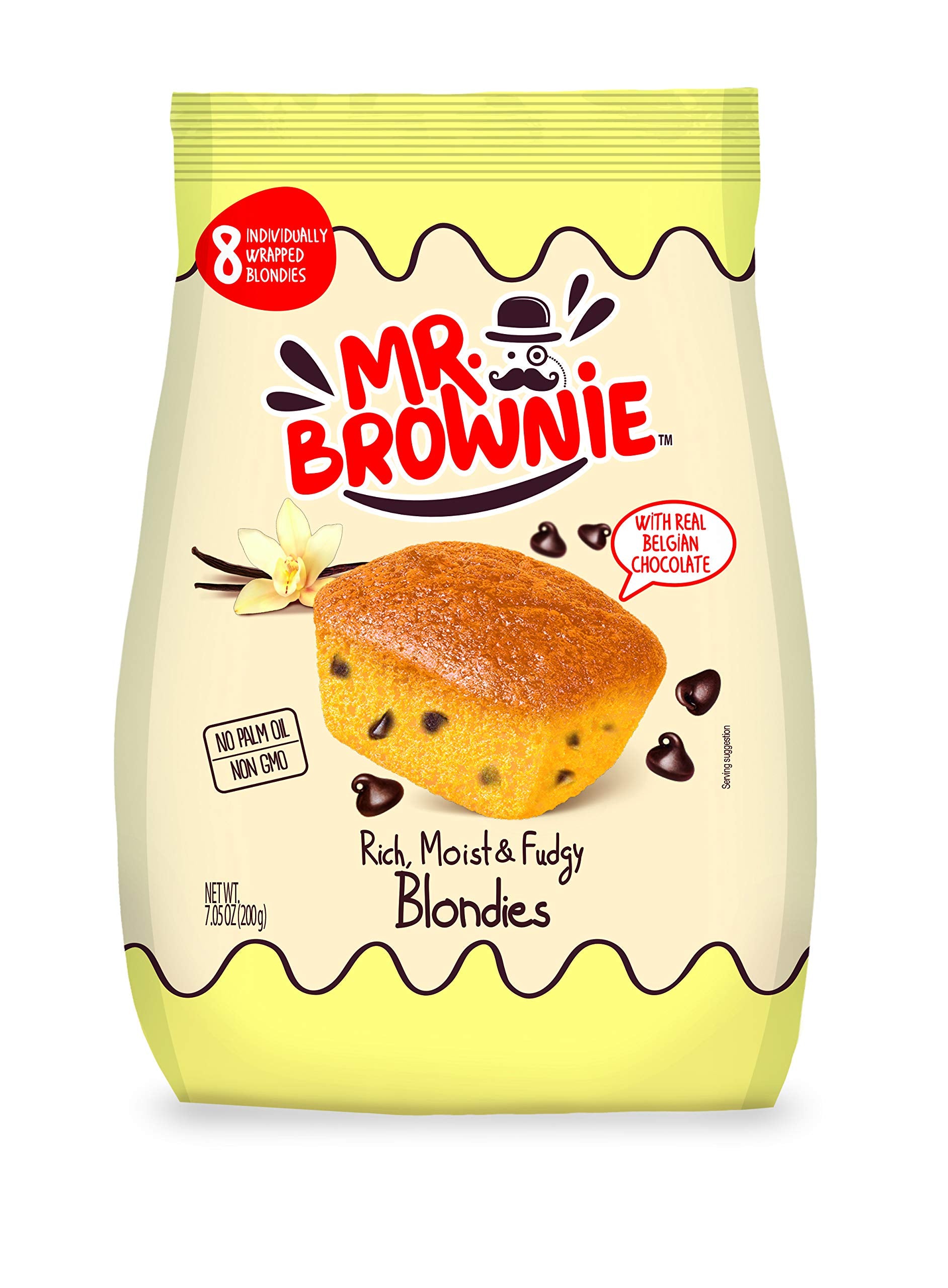 Mr. Brownie Blondies | 8 Individually Wrapped Blondie Bites | Snack Packs for Kids & Adults | Real Belgian Chocolate