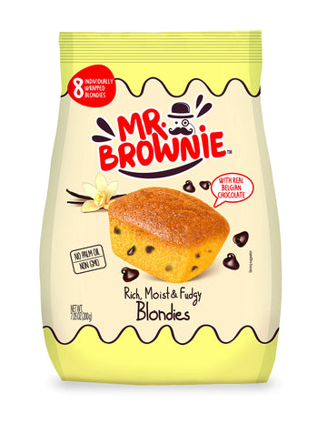Mr. Brownie Blondies | 8 Individually Wrapped Blondie Bites | Snack Packs for Kids & Adults | Real Belgian Chocolate