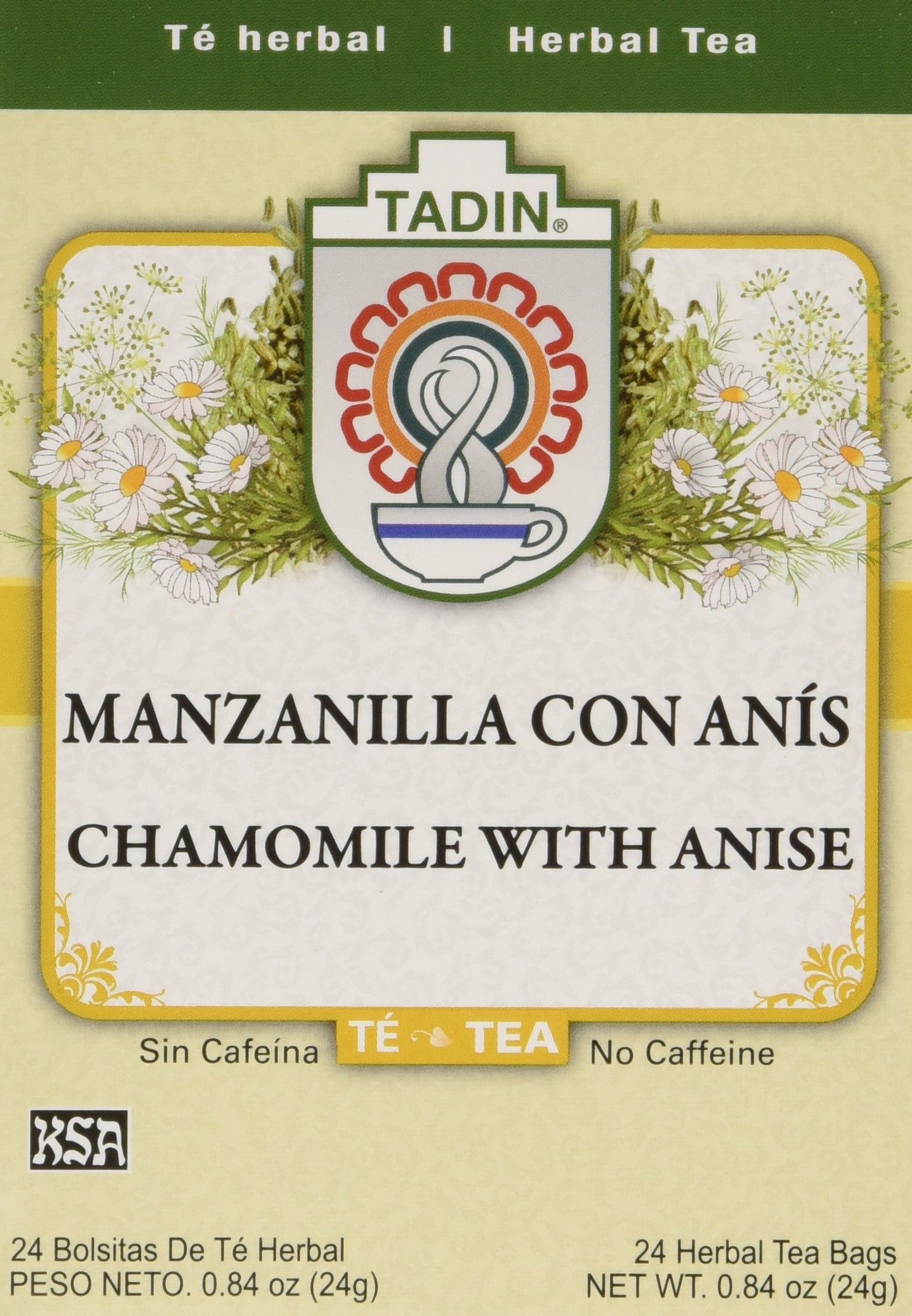 Tadin Tea Chamomile With Anise 24 Bags - Te De Manzanilla Con Anis