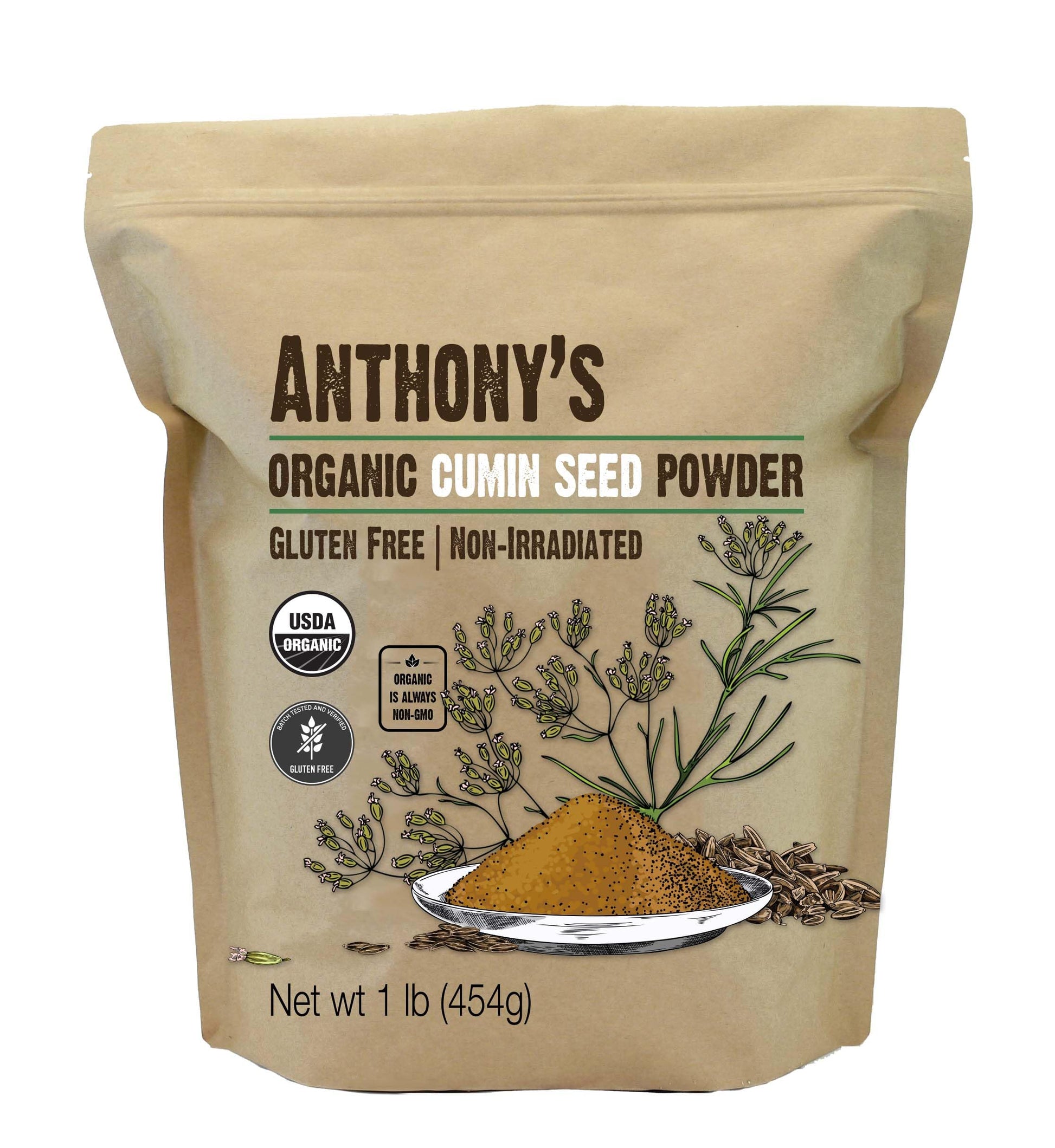 Anthonys Organic Ground Cumin, Gluten Free, Non Irradiated, 1 lb