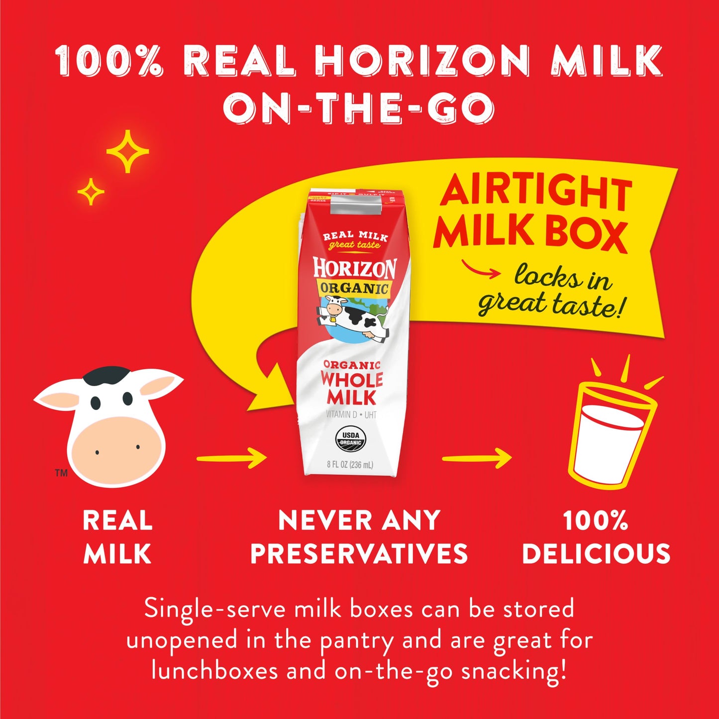 Horizon Organic Shelf-Stable Whole Milk, 8 oz Single Serve, 6 Pack