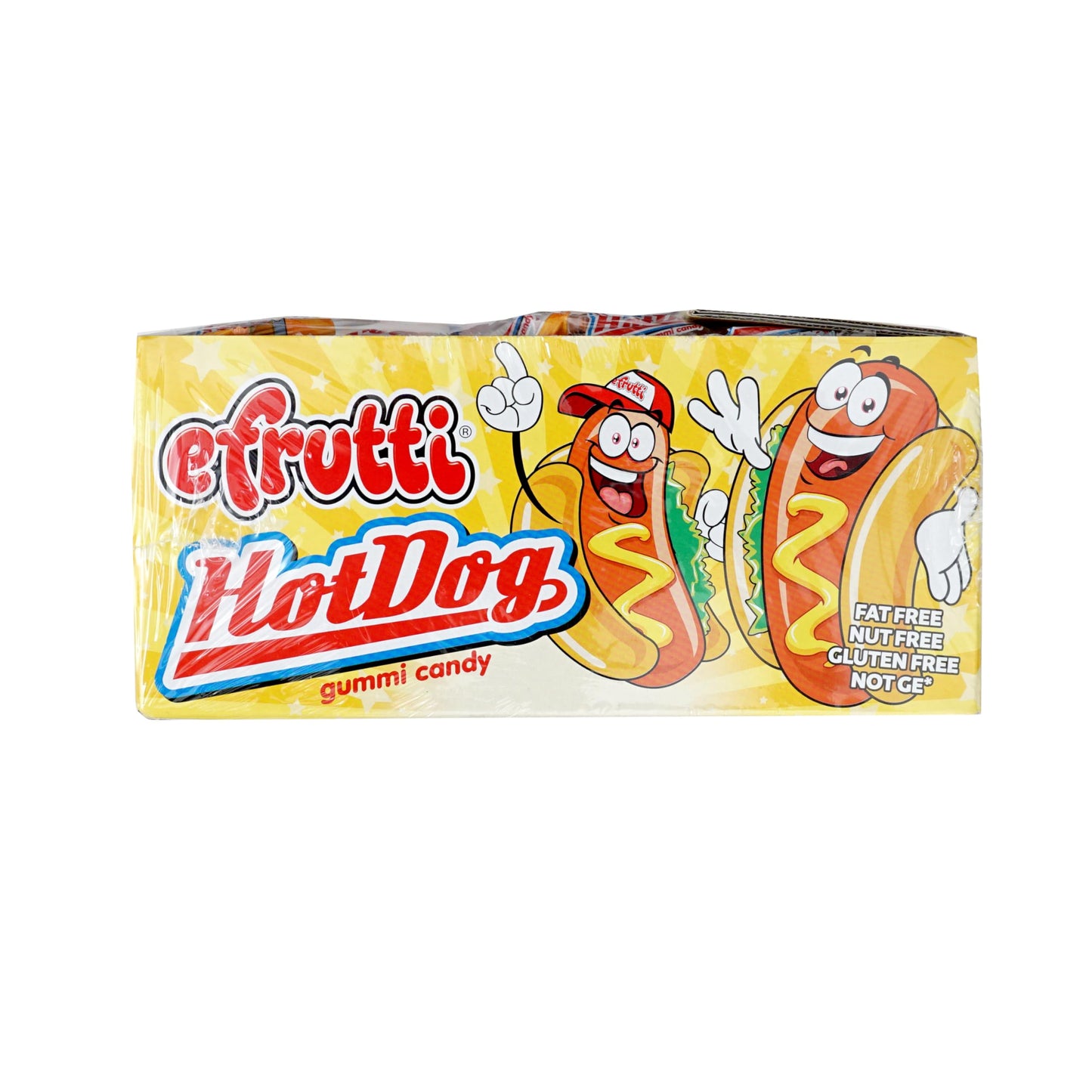 Efrutti Gummi Hot Dogs, 60 Pieces Display Box, Individual Wrapped Hot Dog Gummy Candy