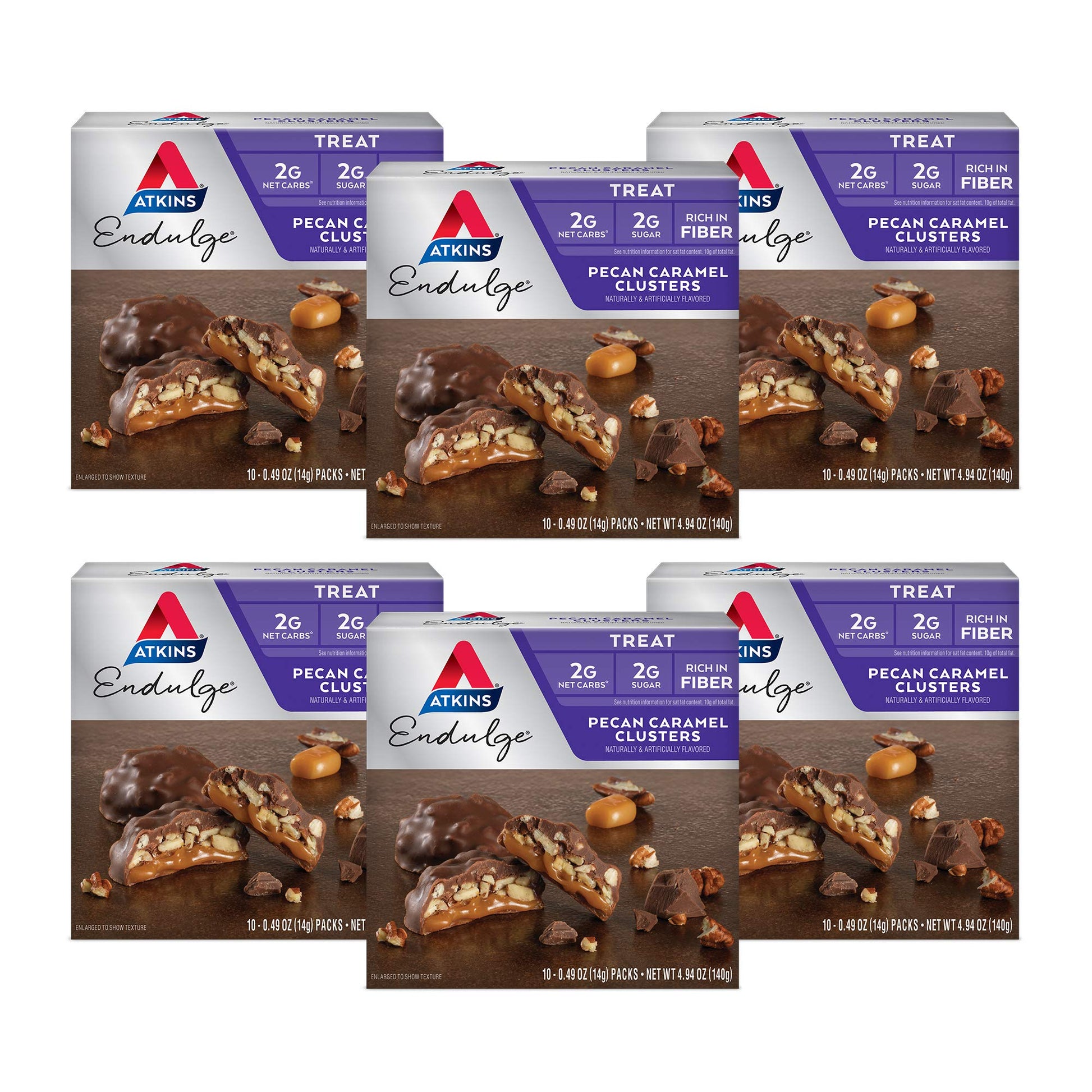 Atkins Pecan Caramel Clusters, Dessert Favorite, High In Fiber, Low Carb, 2G Sugar, 60 Count