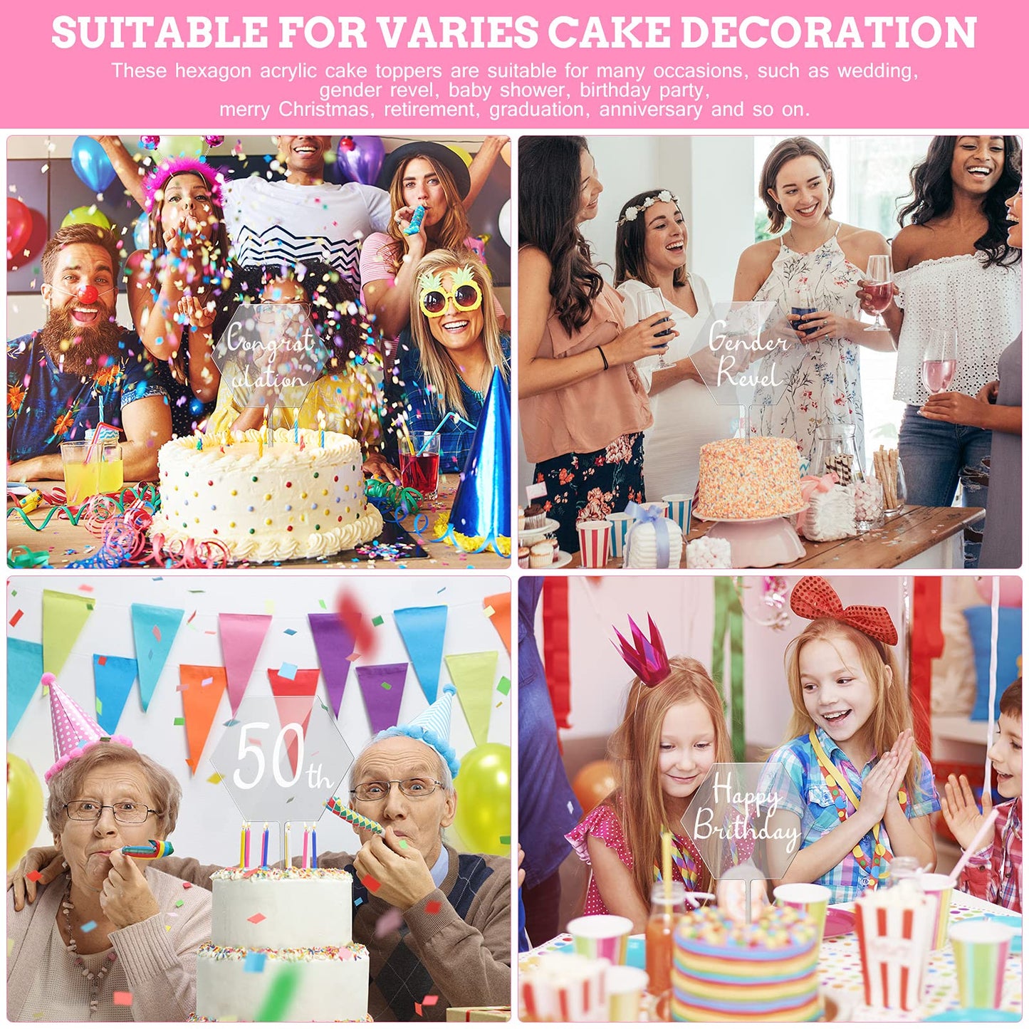 2 Pieces Acrylic Cake Topper Blank Cake Topper Clear Diy Birthday Cake Topper Personalized Diy Birthday Cake Topper For Custom W