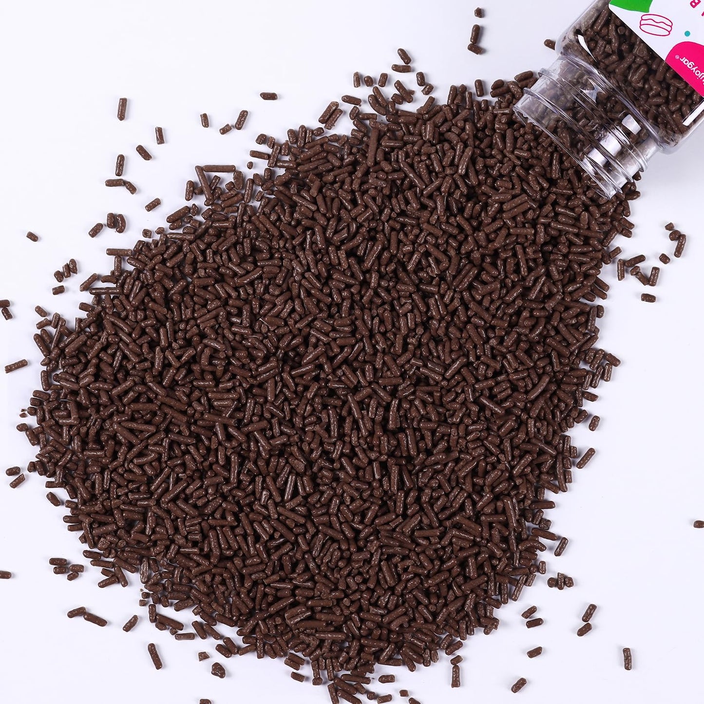 Chocolate Sprinkles For Cake Decorating, Chocolate Jimmies Sprinkles, 3.52Oz Edible Sprinkles For Cupcake Toppers Ice Cream Cook
