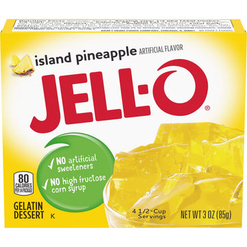 Jell-O Island Pineapple Gelatin Mix - Pack of 6, 3 Ounce Boxes, No Color