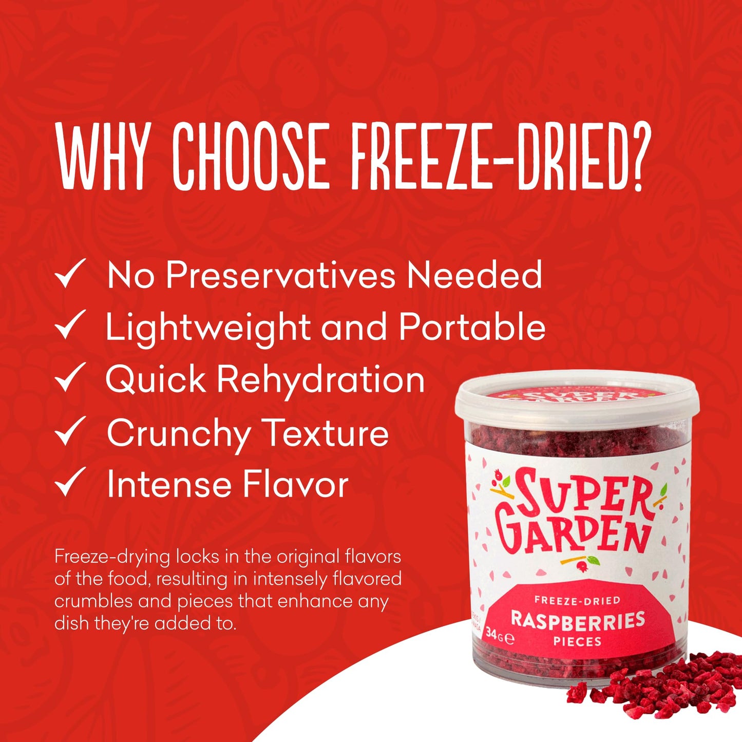 Supergarden Freeze Dried Berries 4 Pack - Raspberries & Strawberries, Perfect for Snacking, 3.8oz