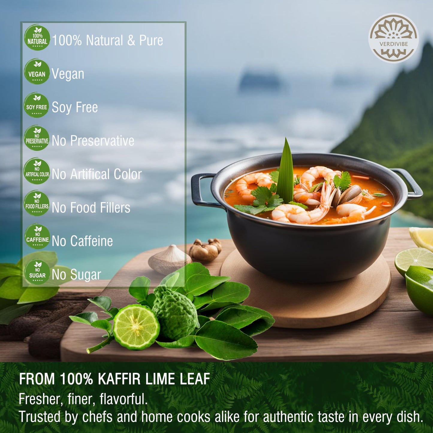 Premium Dried Kaffir Lime Leaves - 0.74 Oz (21G) Pack For Authentic Thai Flavor (B)