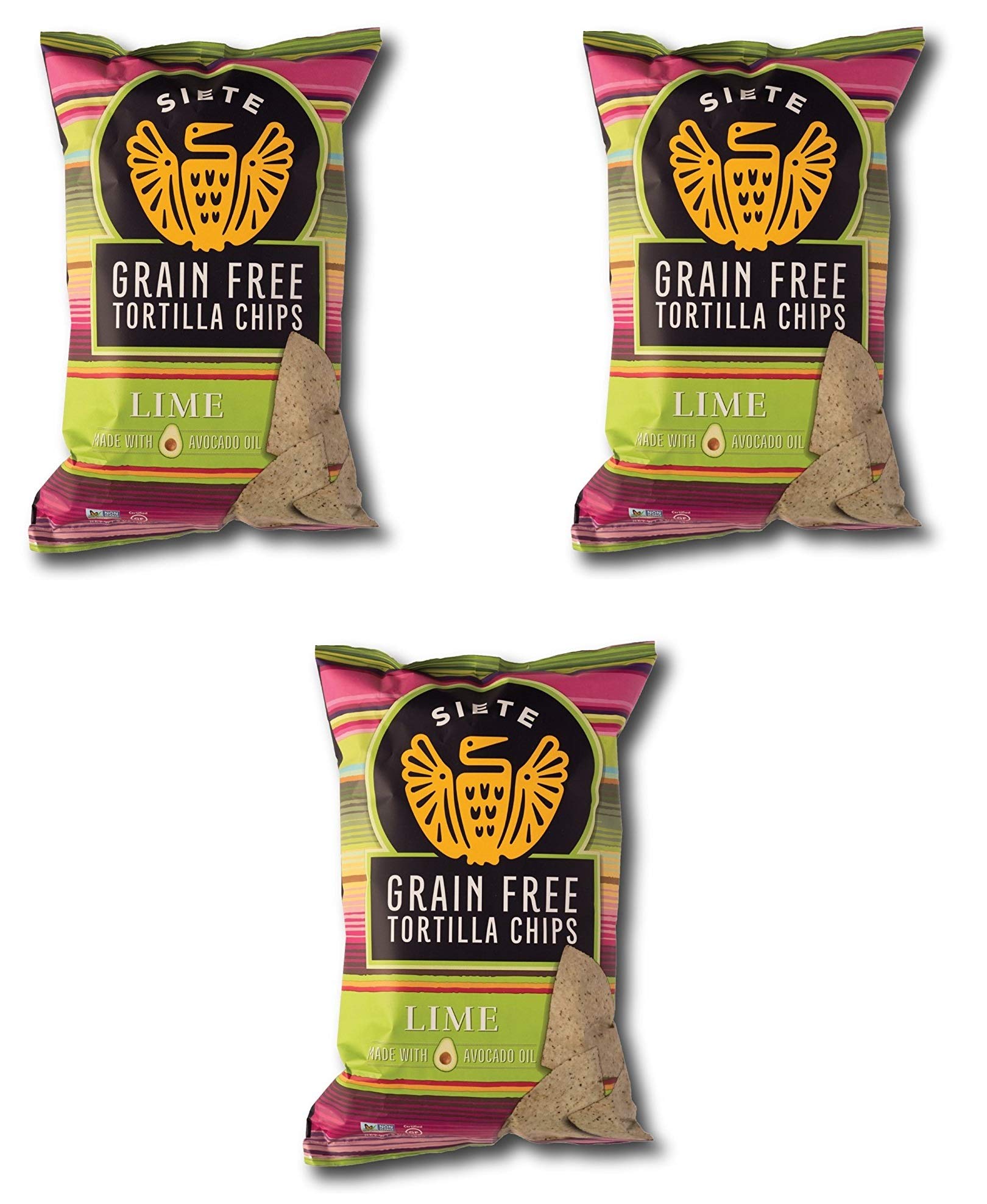 Siete Grain Free Tortilla Chips, Lime, 5 oz. (Pack of 3)