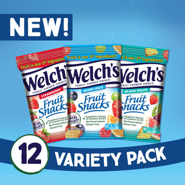 Welchs Fruit Snacks, Variety Pack With Mixed Fruit, Strawberry & Island Fruits, Gluten Free, Bulk Pack, 5oz (Pack of 12)