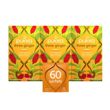 Pukka Herbal Tea Three Ginger 20 Count (Pack of 3)