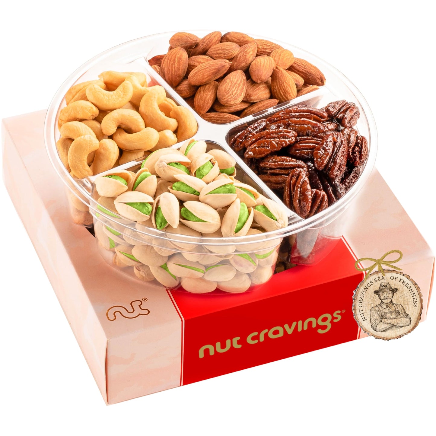 Nut Cravings Gourmet Collection - Diwali & Halloween Treats Mixed Nuts Gift Basket In Red Gold Box (4 Assortments) Arrangement P