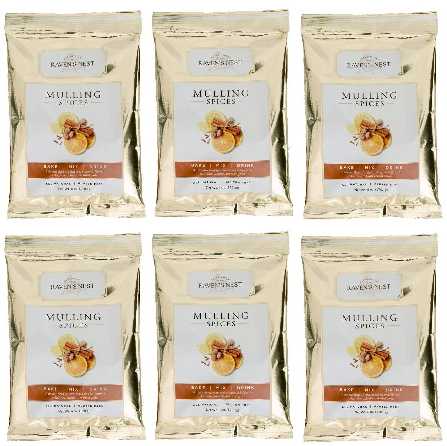 Ravens Original Mulling Apple Cider Spices - 6 Ounce Package (Pack of 6)