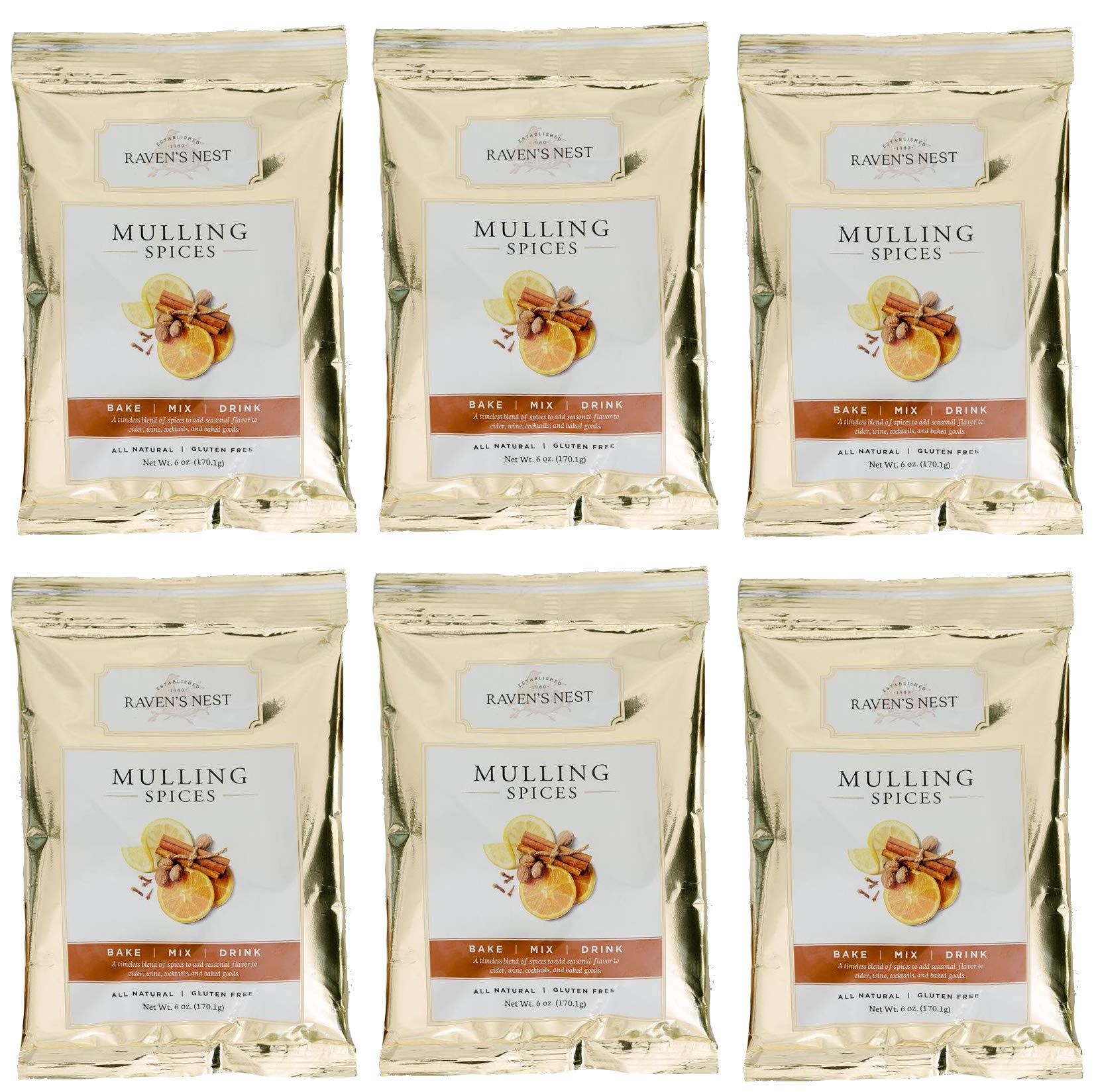 Ravens Original Mulling Apple Cider Spices - 6 Ounce Package (Pack of 6)