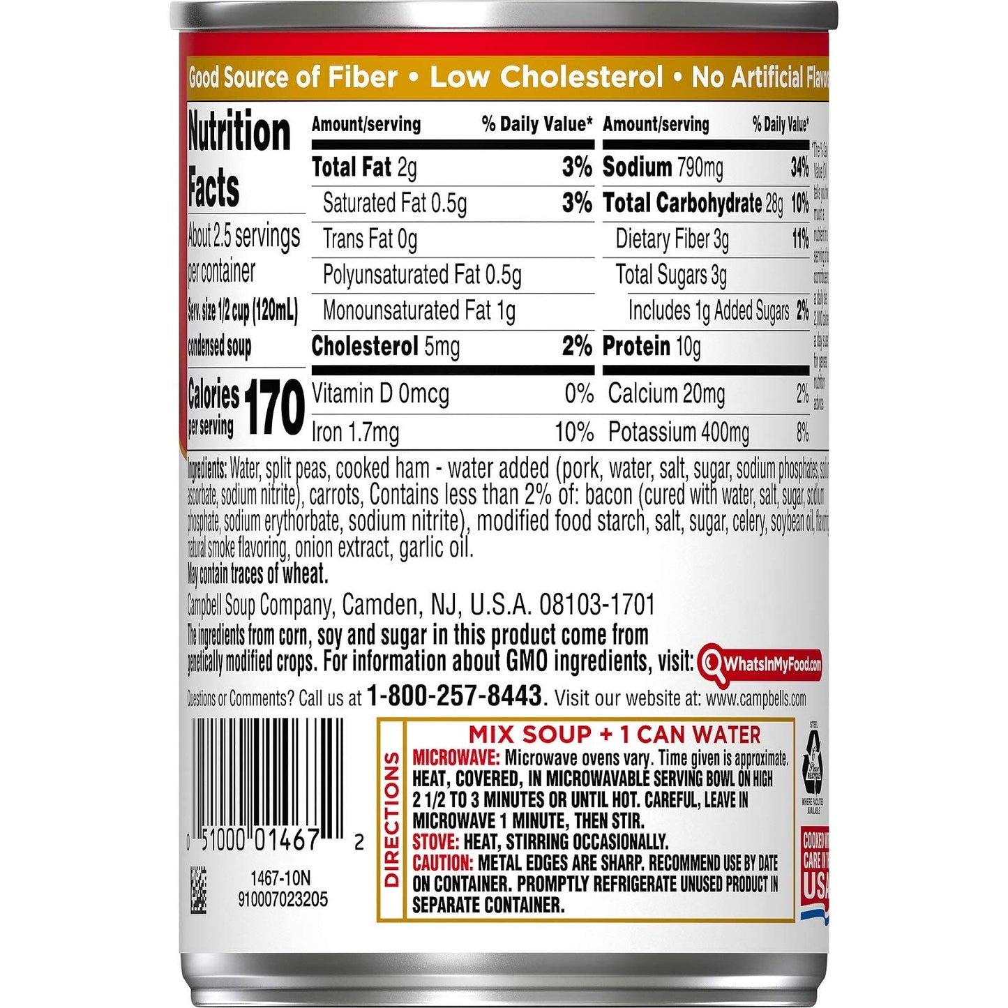Campbell'S, Condensed Split Pea, Ham & Bacon Soup, 11.5Oz Can