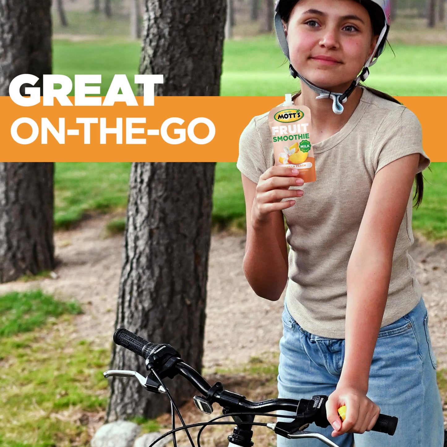 Motts Fruit Smoothies Vanilla Peach, 4.2 oz clear pouches, 8 Pack, Made With Milk, Made With Real Fruit, Good Source of Calcium,