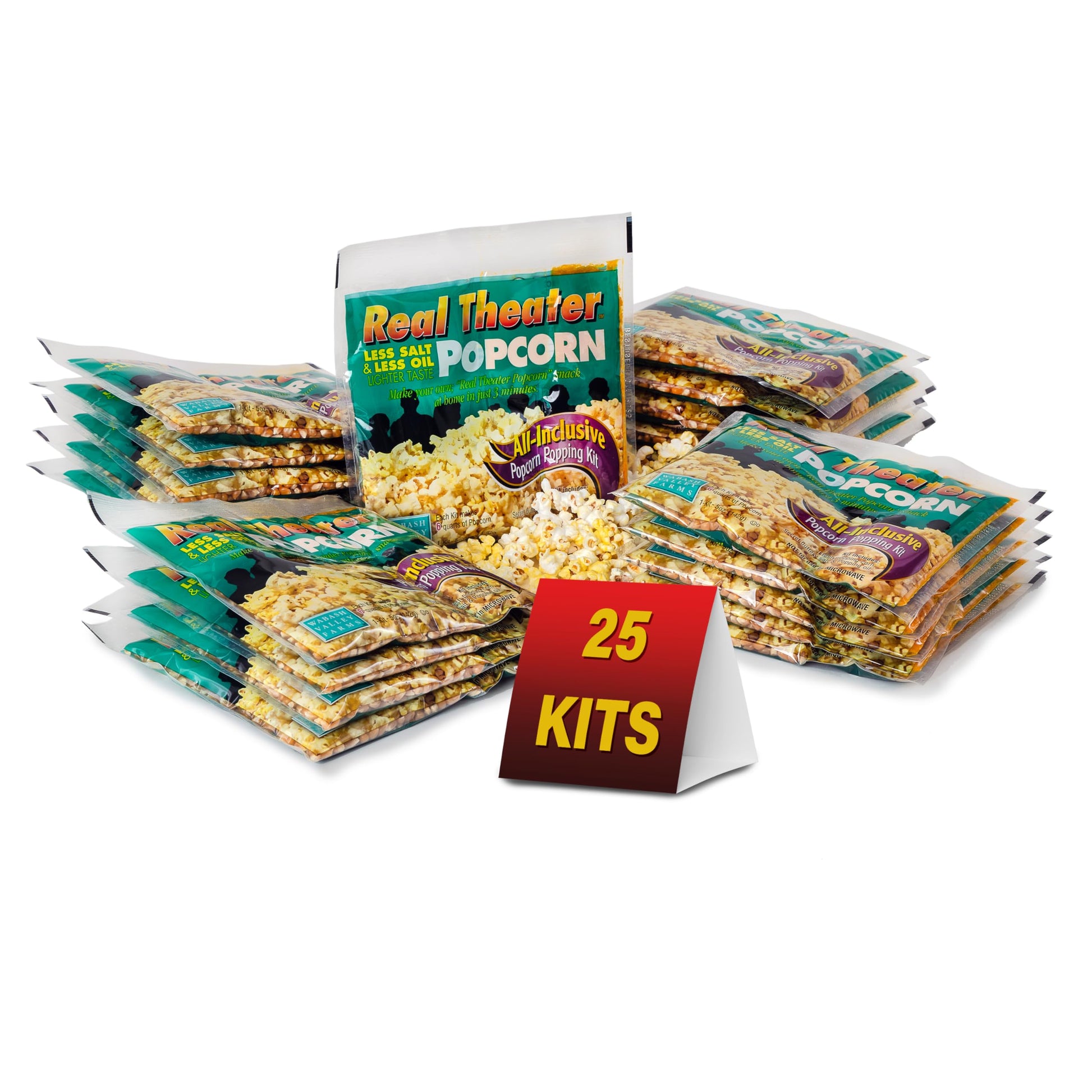Wabash Valley Farms Popcorn Popping Kits -Less Salt Less Oil, Popcorn Kernels for Popcorn Machine, All in One Popcorn Kernels, Popcorn Kits, 25 kits
