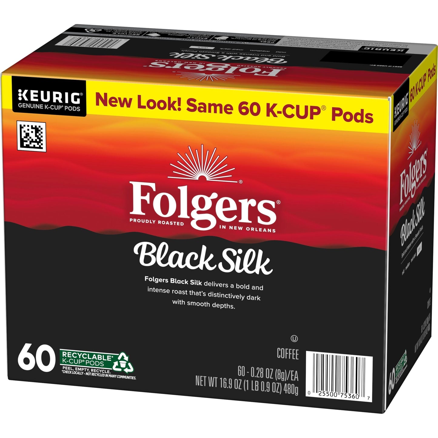 Folgers Black Silk Coffee  Dark Roast  Keurig K-Cup Pods  10 Count Box (Pack of 6)